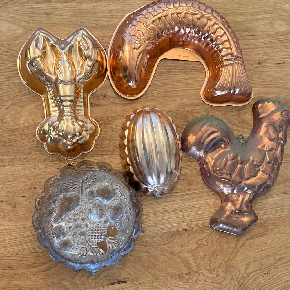 Decorative Copper Vintage Jelly and Cake Molds - Assorted Shapes